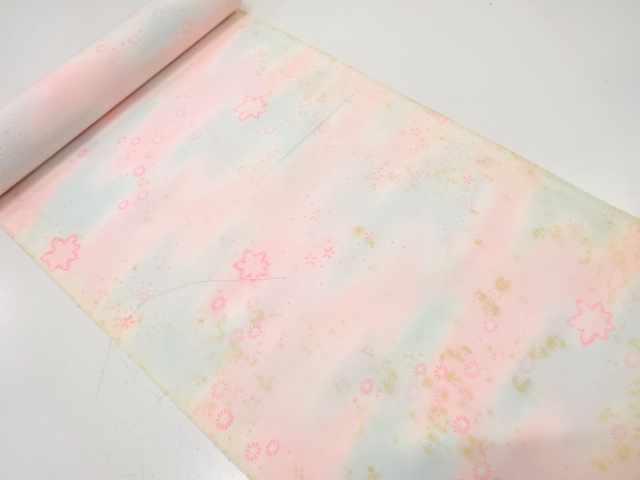 アンティーク　楓に菊模様　長襦袢地反物